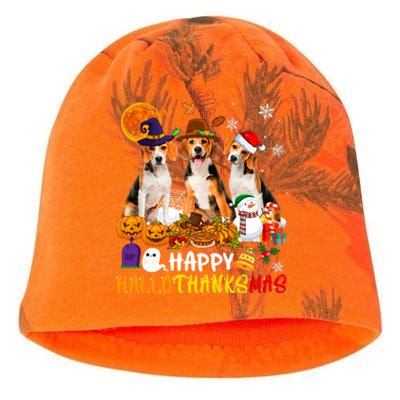 Beagle Dog Happy Hallothanksmas Xmas Dog Lover Meaningful Gift Kati - Camo Knit Beanie