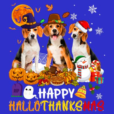 Beagle Dog Happy Hallothanksmas Xmas Dog Lover Meaningful Gift T-Shirt