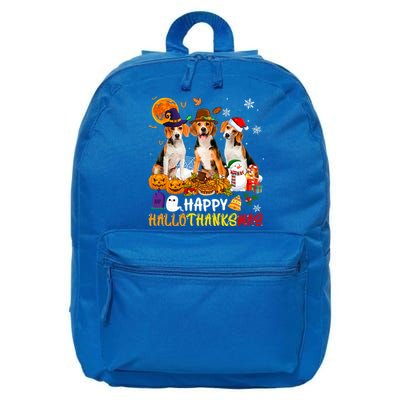 Beagle Dog Happy Hallothanksmas Xmas Dog Lover Meaningful Gift 16 in Basic Backpack