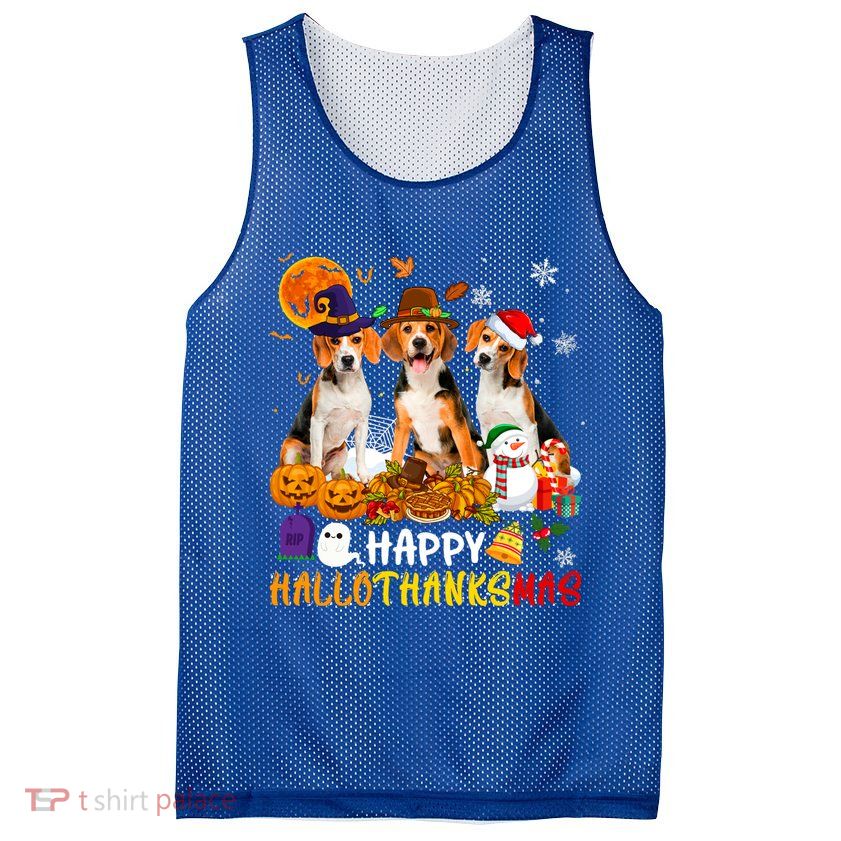 Beagle Dog Happy Hallothanksmas Xmas Dog Lover Meaningful Gift Mesh Reversible Basketball Jersey Tank