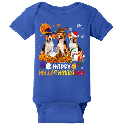 Beagle Dog Happy Hallothanksmas Xmas Dog Lover Meaningful Gift Baby Bodysuit