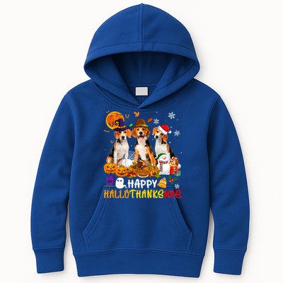 Beagle Dog Happy Hallothanksmas Xmas Dog Lover Meaningful Gift Kids Hoodie
