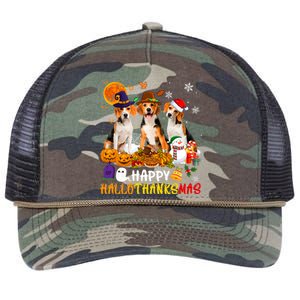 Beagle Dog Happy Hallothanksmas Xmas Dog Lover Meaningful Gift Retro Rope Trucker Hat Cap