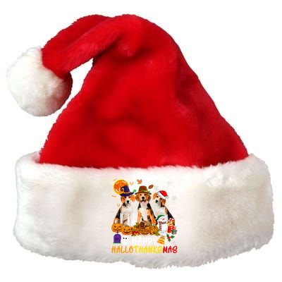 Beagle Dog Happy Hallothanksmas Xmas Dog Lover Meaningful Gift Premium Christmas Santa Hat