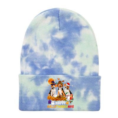 Beagle Dog Happy Hallothanksmas Xmas Dog Lover Meaningful Gift Tie Dye 12in Knit Beanie