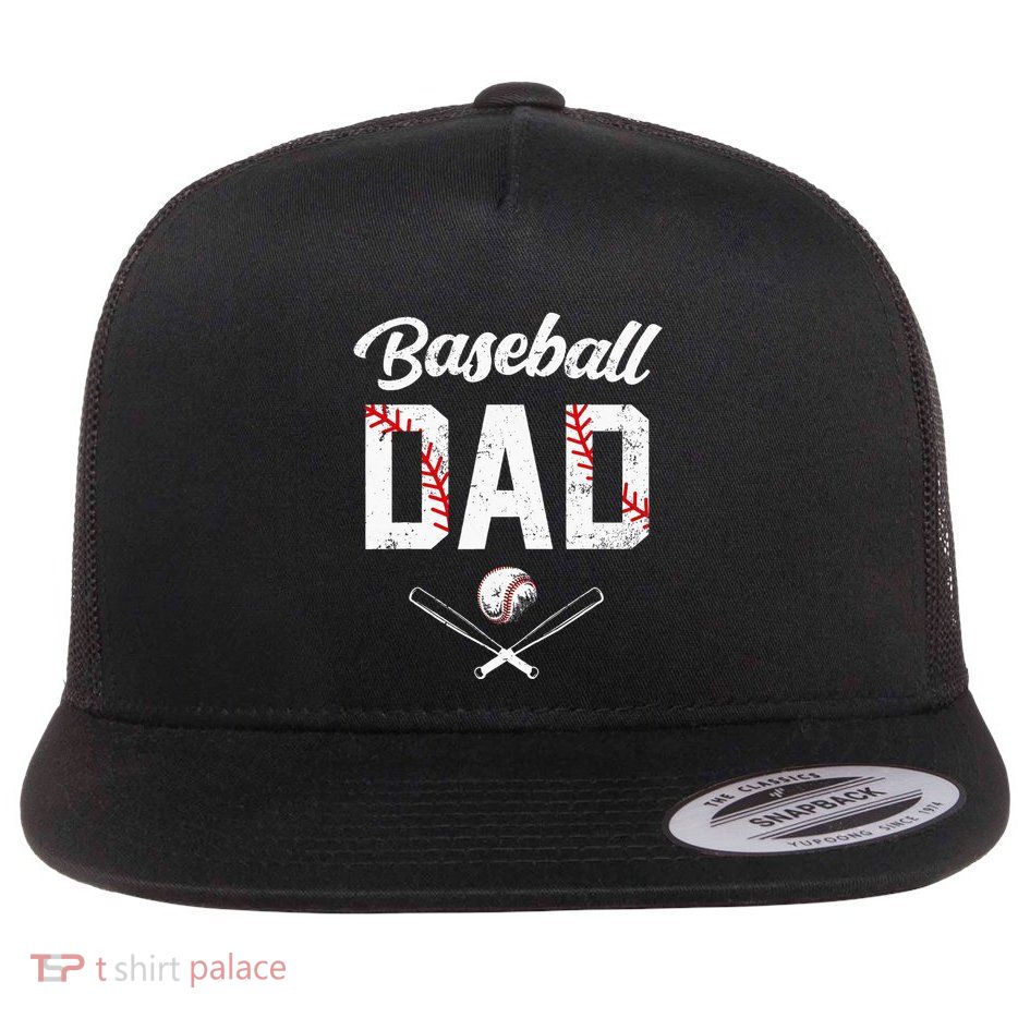 Baseball Dad Happy Fathers Day Wife Daughter Flat Bill Trucker Hat