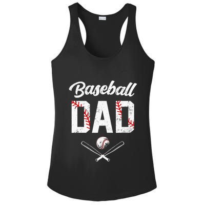 Baseball Dad Happy Fathers Day Wife Daughter Ladies PosiCharge Competitor Racerback Tank
