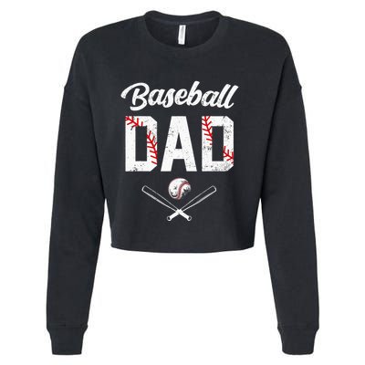 Baseball Dad Happy Fathers Day Wife Daughter Cropped Pullover Crew