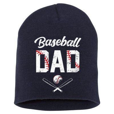 Baseball Dad Happy Fathers Day Wife Daughter Short Acrylic Beanie