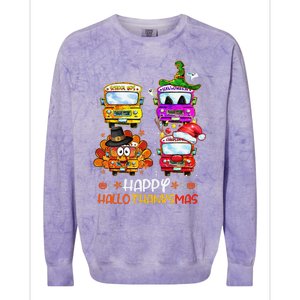 Bus Driver Happy HalloThanksMas Thanksgiving Christmas Colorblast Crewneck Sweatshirt