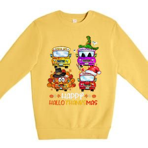 Bus Driver Happy HalloThanksMas Thanksgiving Christmas Premium Crewneck Sweatshirt