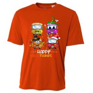 Bus Driver Happy HalloThanksMas Thanksgiving Christmas Cooling Performance Crew T-Shirt