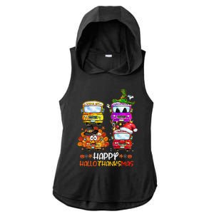 Bus Driver Happy HalloThanksMas Thanksgiving Christmas Ladies PosiCharge Tri-Blend Wicking Draft Hoodie Tank