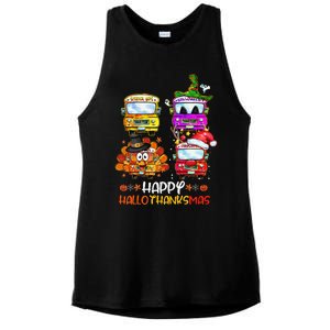 Bus Driver Happy HalloThanksMas Thanksgiving Christmas Ladies PosiCharge Tri-Blend Wicking Tank