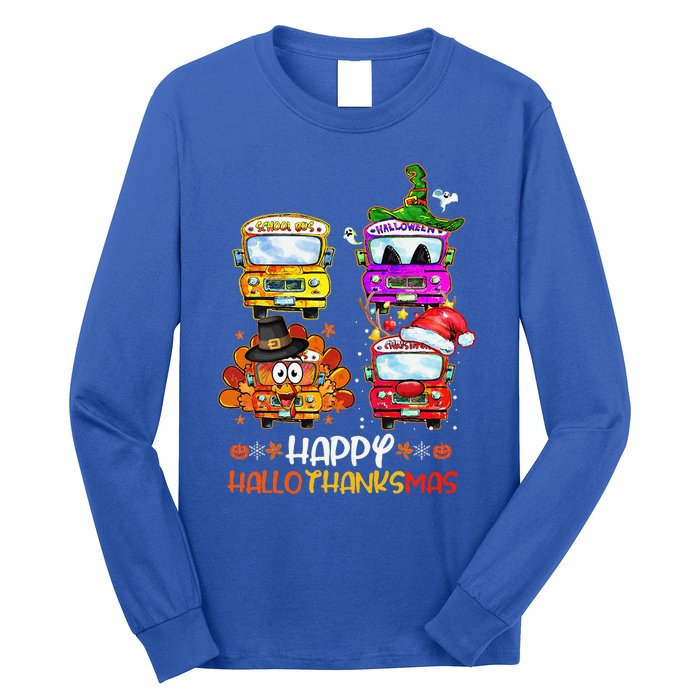 Bus Driver Happy HalloThanksMas Thanksgiving Christmas Long Sleeve Shirt