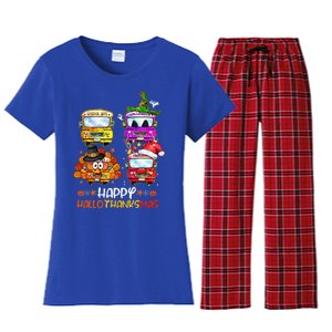 Bus Driver Happy HalloThanksMas Thanksgiving Christmas Women's Flannel Pajama Set