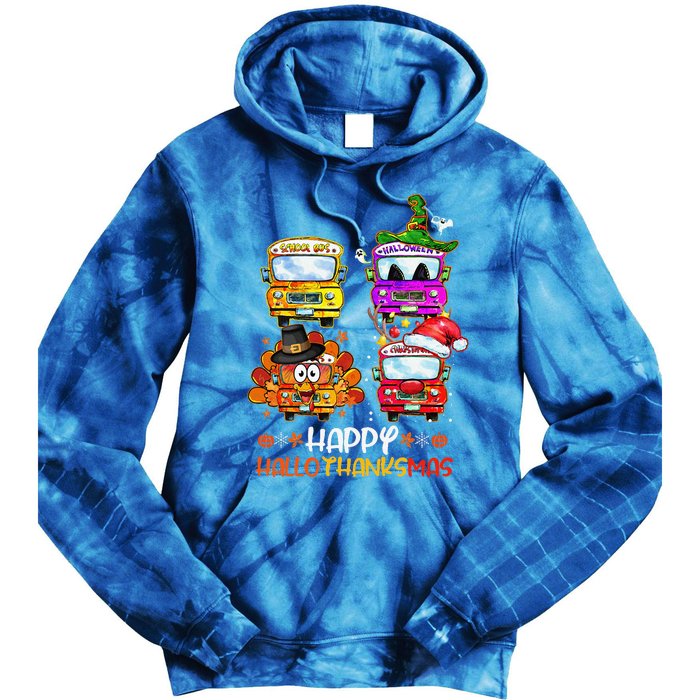 Bus Driver Happy HalloThanksMas Thanksgiving Christmas Tie Dye Hoodie