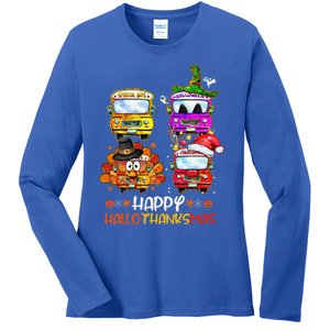 Bus Driver Happy HalloThanksMas Thanksgiving Christmas Ladies Long Sleeve Shirt