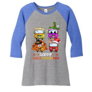 Bus Driver Happy HalloThanksMas Thanksgiving Christmas Women's Tri-Blend 3/4-Sleeve Raglan Shirt