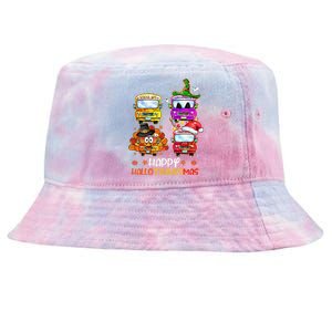 Bus Driver Happy HalloThanksMas Thanksgiving Christmas Tie-Dyed Bucket Hat