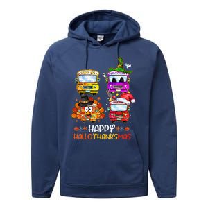 Bus Driver Happy HalloThanksMas Thanksgiving Christmas Performance Fleece Hoodie