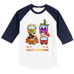 Bus Driver Happy HalloThanksMas Thanksgiving Christmas Baseball Sleeve Shirt