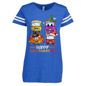 Bus Driver Happy HalloThanksMas Thanksgiving Christmas Enza Ladies Jersey Football T-Shirt