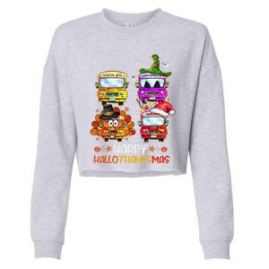 Bus Driver Happy HalloThanksMas Thanksgiving Christmas Cropped Pullover Crew