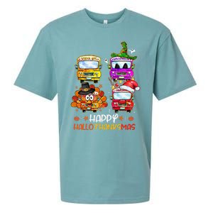 Bus Driver Happy HalloThanksMas Thanksgiving Christmas Sueded Cloud Jersey T-Shirt