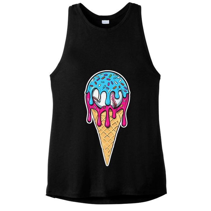 Baseball Drip Home Plate Ice Cream Sport Players  Fans Ladies PosiCharge Tri-Blend Wicking Tank