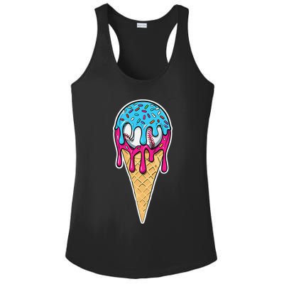 Baseball Drip Home Plate Ice Cream Sport Players  Fans Ladies PosiCharge Competitor Racerback Tank