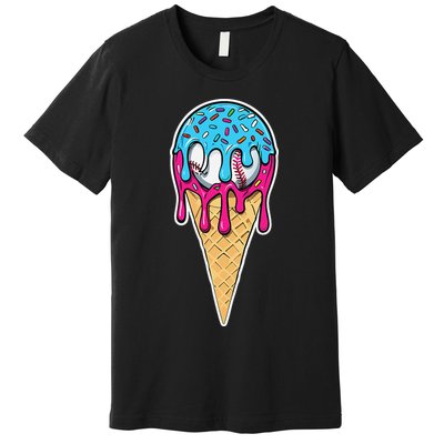 Baseball Drip Home Plate Ice Cream Sport Players  Fans Premium T-Shirt