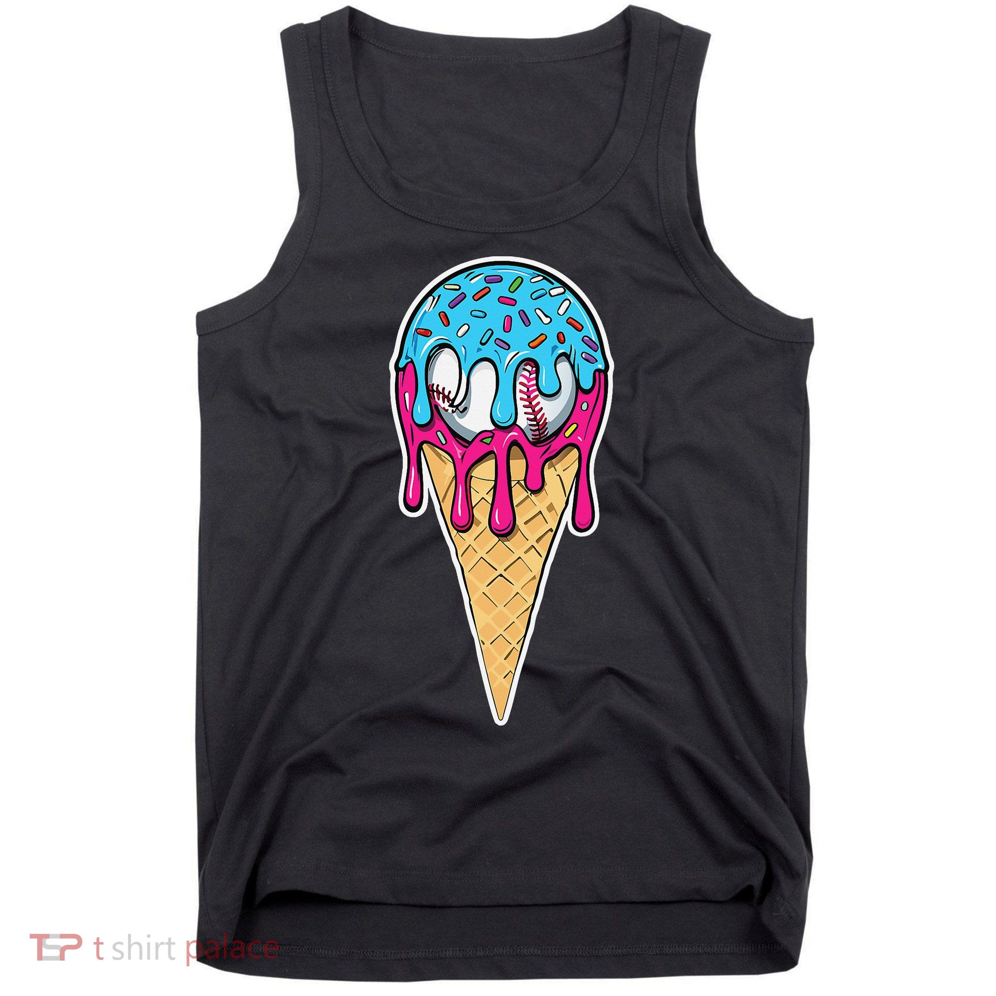 Baseball Drip Home Plate Ice Cream Sport Players  Fans Tank Top