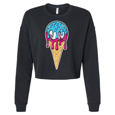 Baseball Drip Home Plate Ice Cream Sport Players  Fans Cropped Pullover Crew