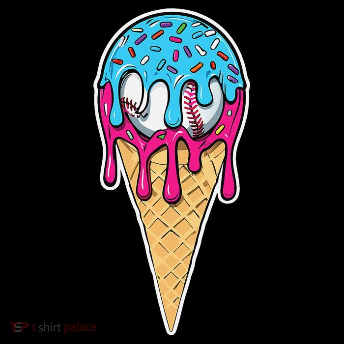 Baseball Drip Home Plate Ice Cream Sport Players  Fans Womens T-Shirt
