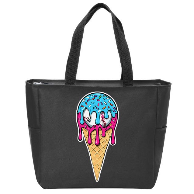 Baseball Drip Home Plate Ice Cream Sport Players  Fans Zip Tote Bag