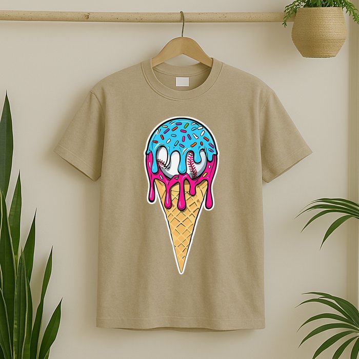 Baseball Drip Home Plate Ice Cream Sport Players  Fans T-Shirt