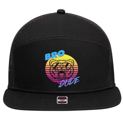 Bro Dude High Energy Retro Wave Frat Party Animal 80s Jock 7 Panel Mesh Trucker Snapback Hat