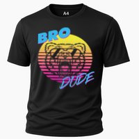 Bro Dude High Energy Retro Wave Frat Party Animal 80s Jock Cooling Performance Crew T-Shirt