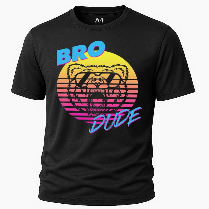 Bro Dude High Energy Retro Wave Frat Party Animal 80s Jock Cooling Performance Crew T-Shirt