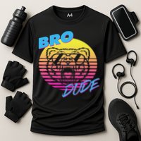 Bro Dude High Energy Retro Wave Frat Party Animal 80s Jock Cooling Performance Crew T-Shirt