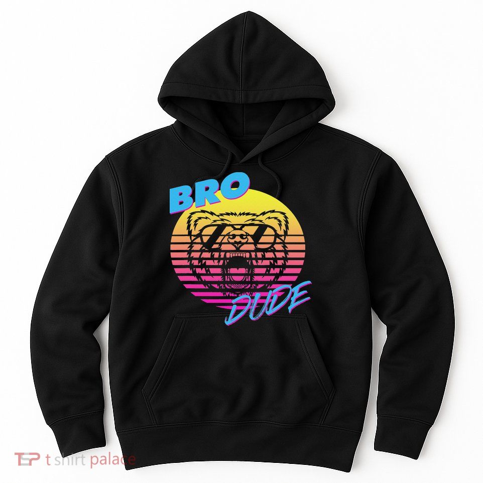 Bro Dude High Energy Retro Wave Frat Party Animal 80s Jock Hoodie