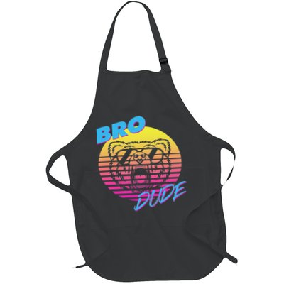 Bro Dude High Energy Retro Wave Frat Party Animal 80s Jock Full-Length Apron With Pockets