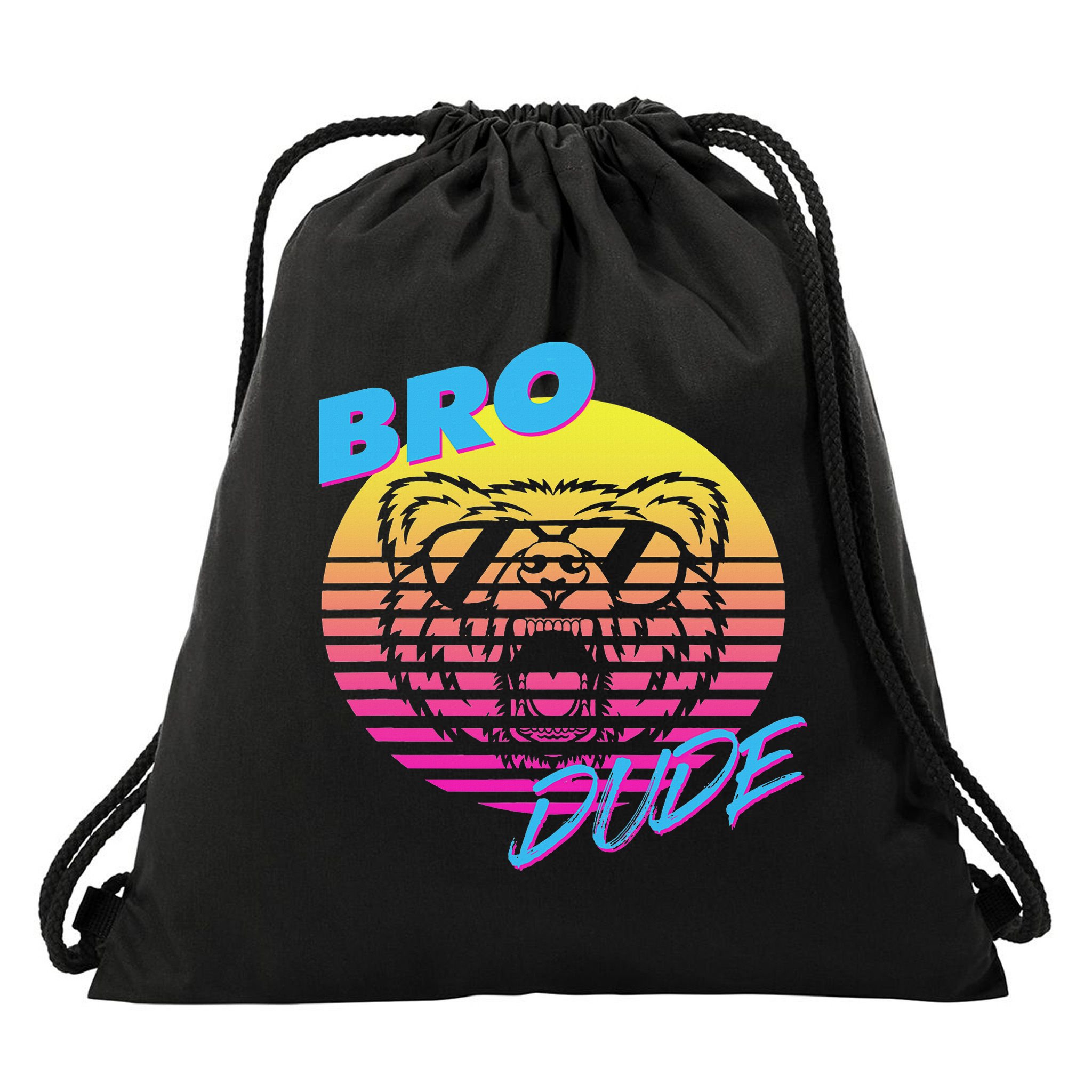 Bro Dude High Energy Retro Wave Frat Party Animal 80s Jock Drawstring Bag