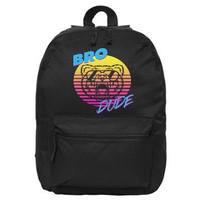 Bro Dude High Energy Retro Wave Frat Party Animal 80s Jock 16 in Basic Backpack