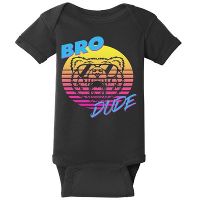 Bro Dude High Energy Retro Wave Frat Party Animal 80s Jock Baby Bodysuit