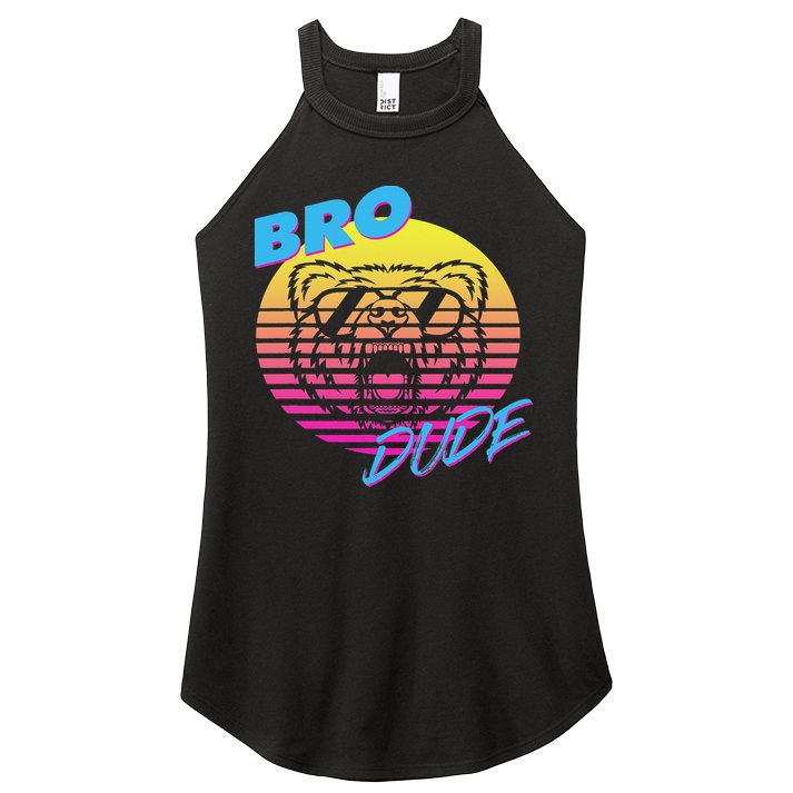 Bro Dude High Energy Retro Wave Frat Party Animal 80s Jock Women's Perfect Tri Rocker Tank