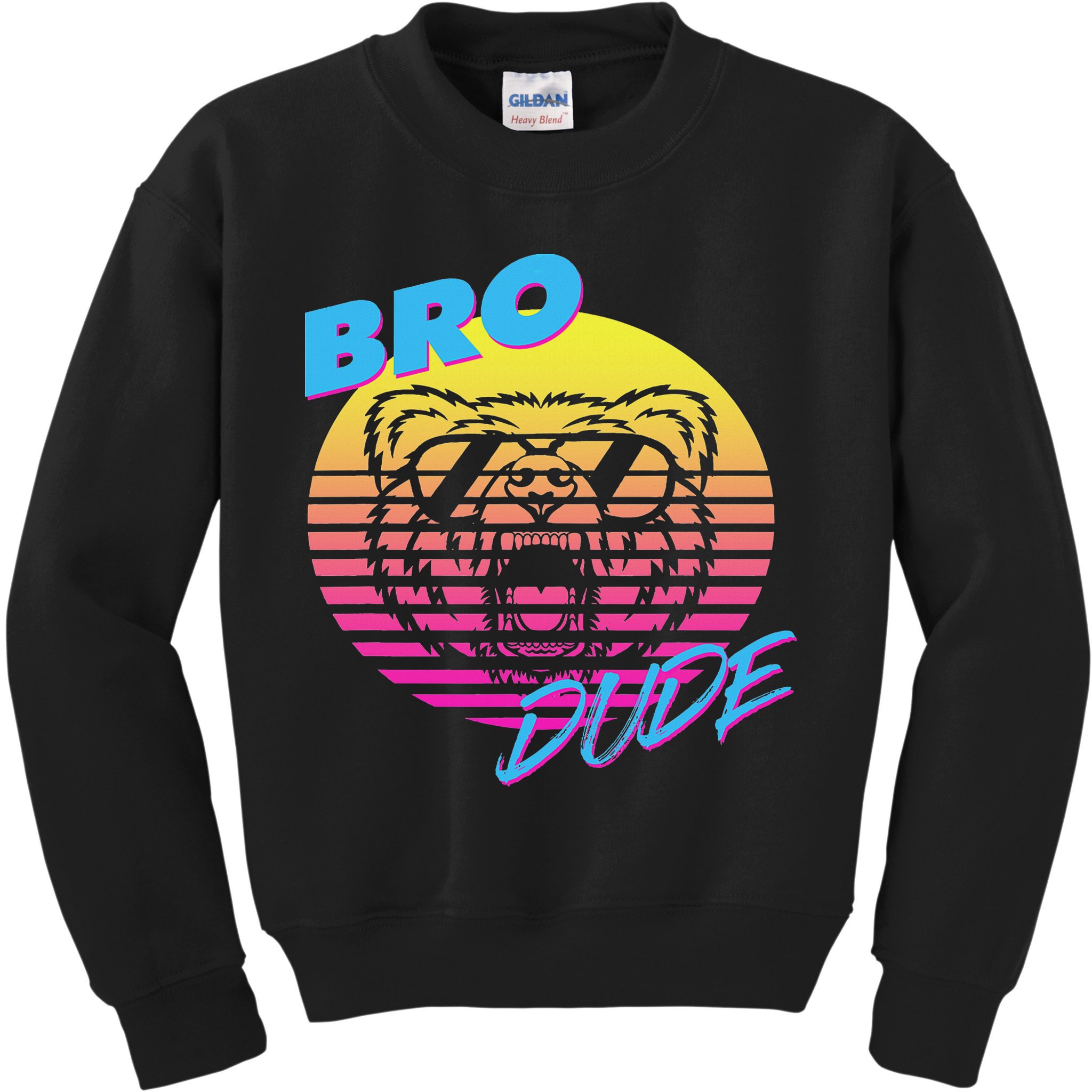 Bro Dude High Energy Retro Wave Frat Party Animal 80s Jock Kids Sweatshirt