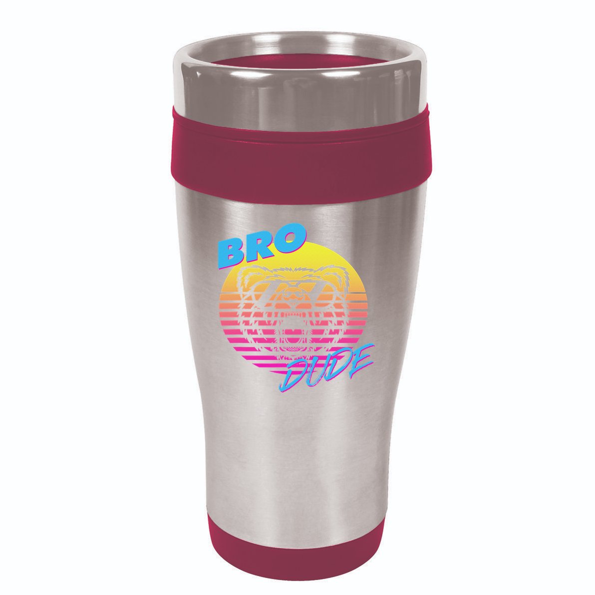 Bro Dude High Energy Retro Wave Frat Party Animal 80s Jock 16oz Travel Tumbler