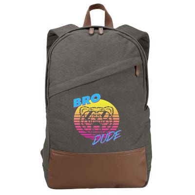 Bro Dude High Energy Retro Wave Frat Party Animal 80s Jock Cotton Canvas Backpack